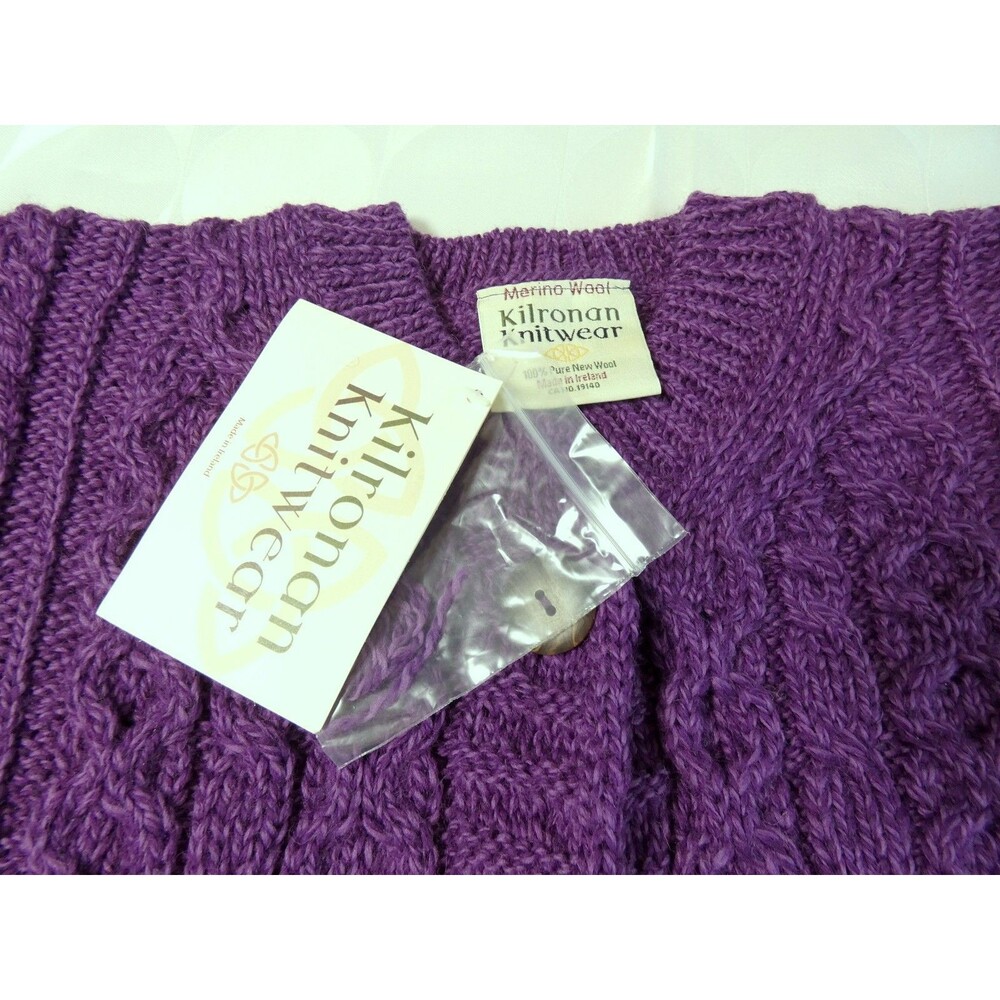 Kilronan Knitwear Women's Cardigan Royal Purple Merio Wool Sweater L NWT - Picture 4 of 11